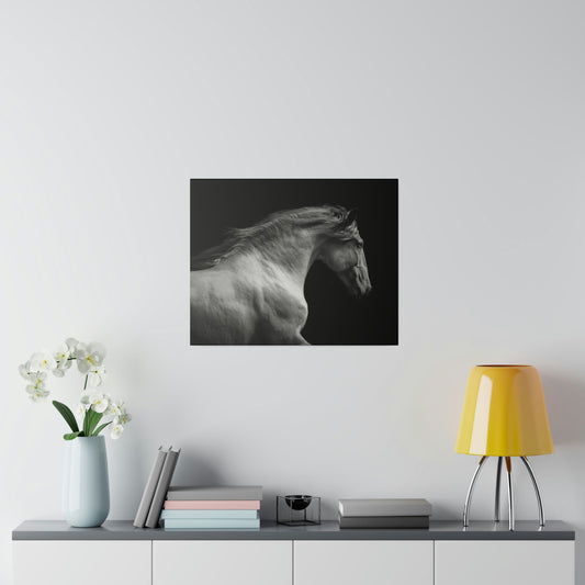 Black and White Horse on Matte Canvas, Stretched, 0.75"