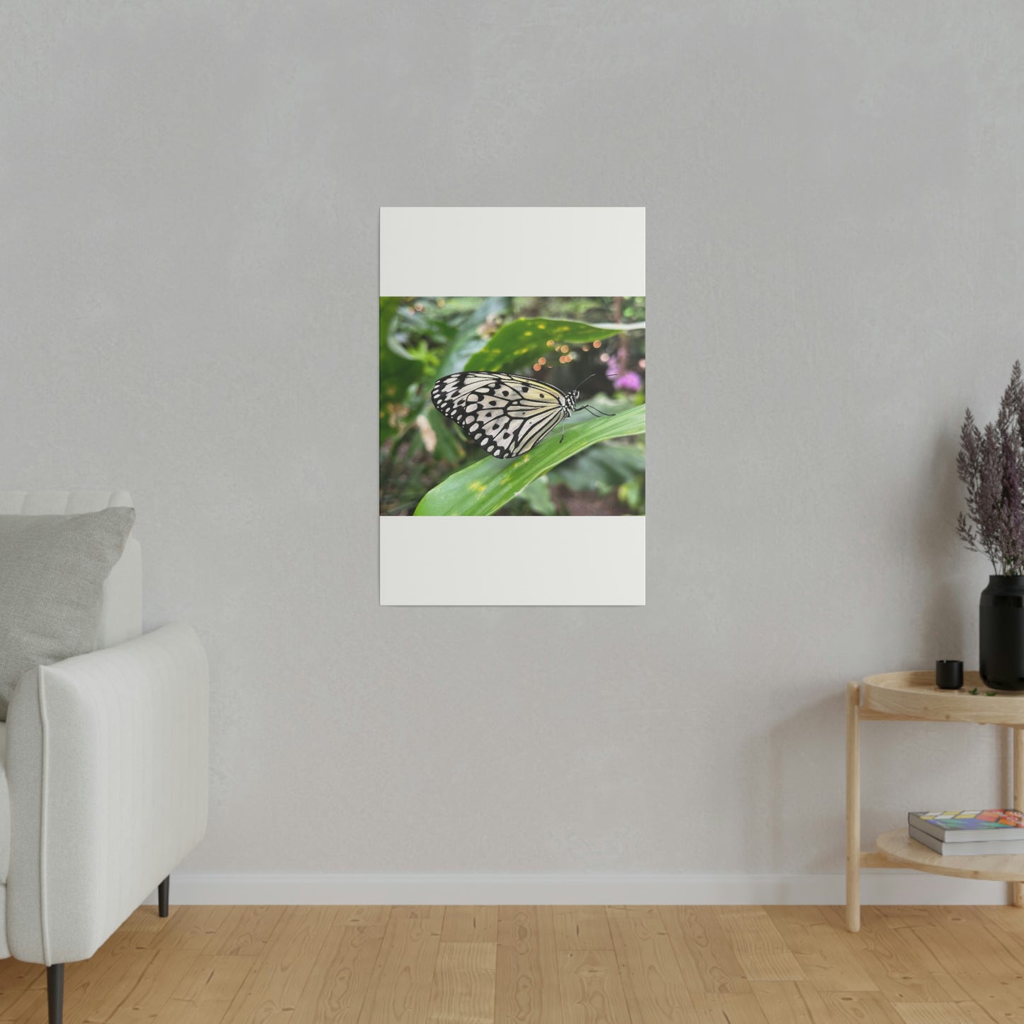 Black and White Butterfly on Matte Canvas, Stretched, 0.75"