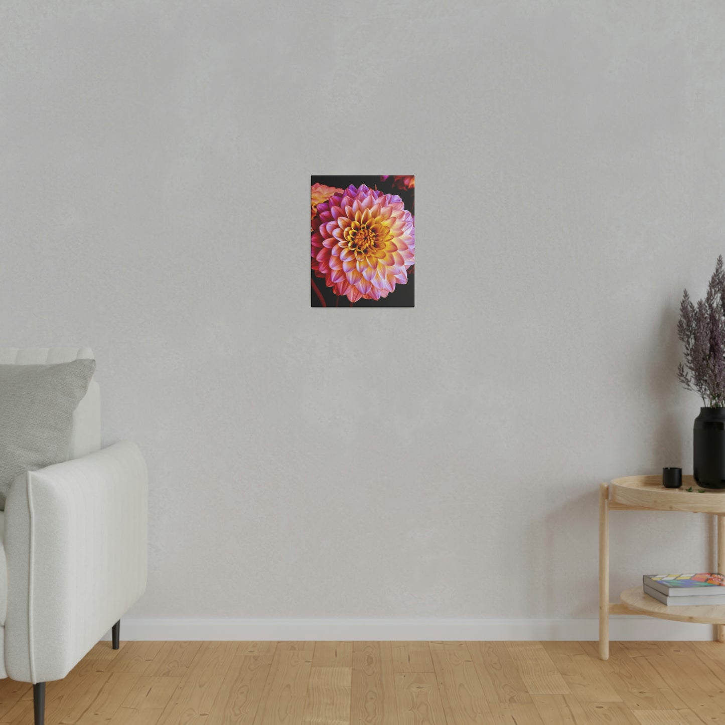 Colorful Dahlia on Matte Canvas, Stretched, 0.75"