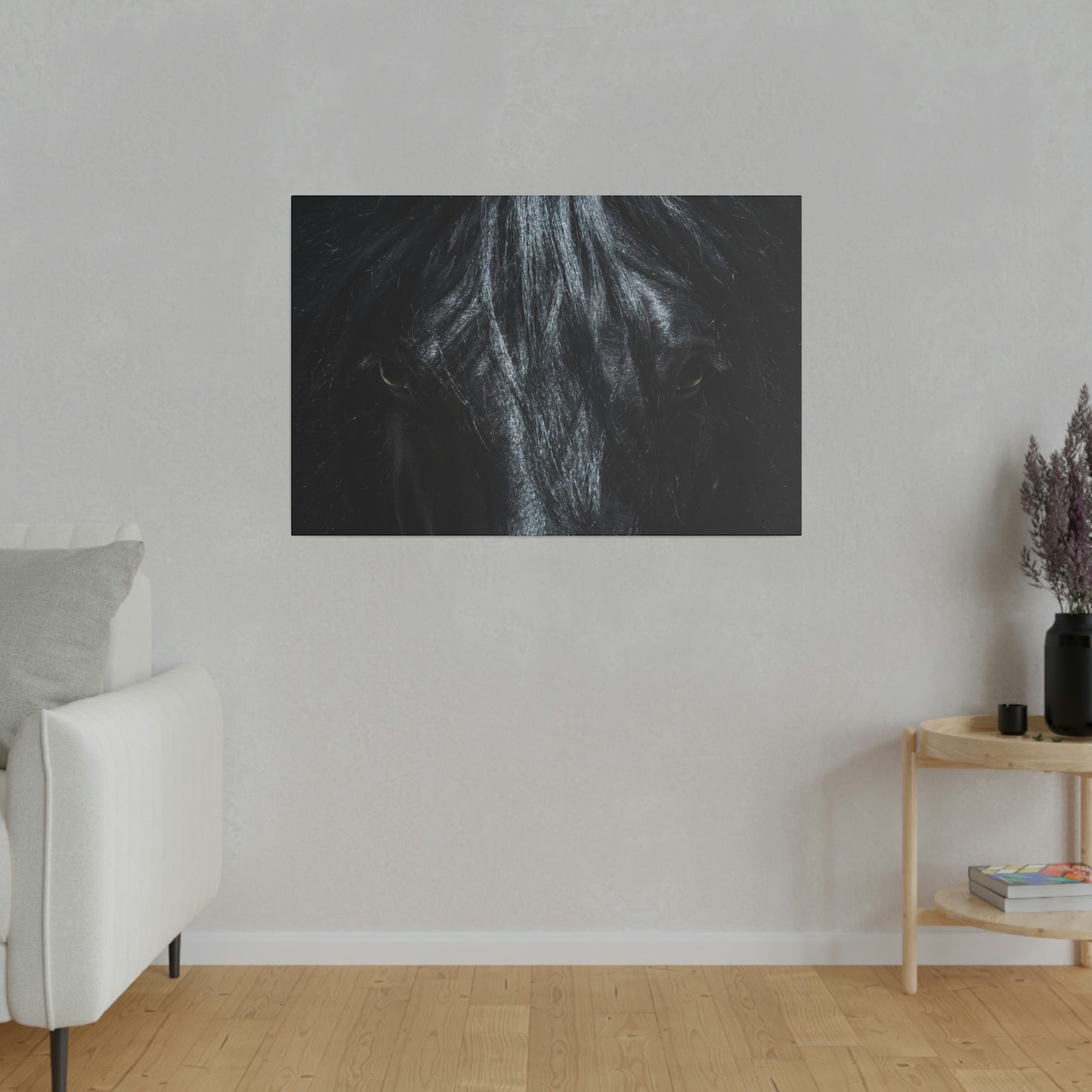 Black horse Face on Matte Canvas, Stretched, 0.75"